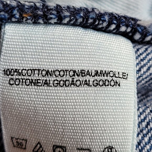 Free People Denim Jean Shorts Sz 27 Frayed Hem Lightly Distressed Button Fly - Picture 7 of 7